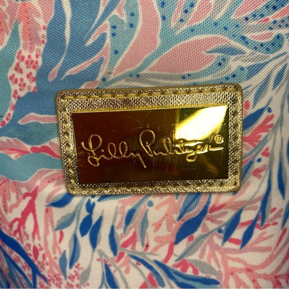 Lilly Pulitzer Soft Shell Insulated Zip up Cooler with Handle in Blue / Pink - Picture 2 of 10